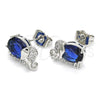Rhodium Gold Filled Stud Earring, Elephant Design, with Sapphire Blue and White Cubic Zirconia, Polished, Rhodium Finish, 02.210.0159.6