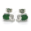 Rhodium Gold Filled Stud Earring, Elephant Design, with Green and White Cubic Zirconia, Polished, Rhodium Finish, 02.210.0159.7