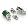 Rhodium Gold Filled Stud Earring, Elephant Design, with Green and White Cubic Zirconia, Polished, Rhodium Finish, 02.210.0159.7