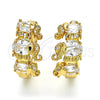 Oro Laminado Huggie Hoop, Gold Filled Style Elephant Design, with White Cubic Zirconia, Polished, Golden Finish, 02.210.0160.15