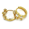Oro Laminado Huggie Hoop, Gold Filled Style Elephant Design, with White Cubic Zirconia, Polished, Golden Finish, 02.210.0160.15