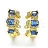 Oro Laminado Huggie Hoop, Gold Filled Style Elephant Design, with Sapphire Blue and White Cubic Zirconia, Polished, Golden Finish, 02.210.0160.1.15