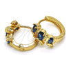 Oro Laminado Huggie Hoop, Gold Filled Style Elephant Design, with Sapphire Blue and White Cubic Zirconia, Polished, Golden Finish, 02.210.0160.1.15