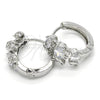 Rhodium Gold Filled Huggie Hoop, Elephant Design, with White Cubic Zirconia, Polished, Rhodium Finish, 02.210.0160.4.15
