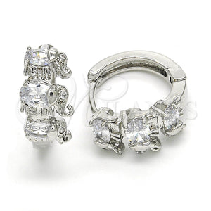White Gold Filled Hoop Earrings — Huggie Hoop Elephant Design with White Cubic Zirconia — main product view — SKU 122640 | Oro Laminado Blanco aretes de aro — Huggie Hoop Elephant diseño with blanco Cubic Zirconia — SKU 122640