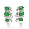 Rhodium Gold Filled Huggie Hoop, Elephant Design, with Green and White Cubic Zirconia, Polished, Rhodium Finish, 02.210.0160.5.15
