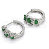 Rhodium Gold Filled Huggie Hoop, Elephant Design, with Green and White Cubic Zirconia, Polished, Rhodium Finish, 02.210.0160.5.15
