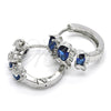 Rhodium Gold Filled Huggie Hoop, Elephant Design, with Sapphire Blue and White Cubic Zirconia, Polished, Rhodium Finish, 02.210.0160.6.15