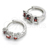 Rhodium Gold Filled Huggie Hoop, Elephant Design, with Garnet and White Cubic Zirconia, Polished, Rhodium Finish, 02.210.0160.7.15