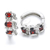 Rhodium Gold Filled Huggie Hoop, Elephant Design, with Garnet and White Cubic Zirconia, Polished, Rhodium Finish, 02.210.0160.7.15