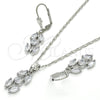 Rhodium Gold Filled Earring and Pendant Adult Set, with White Cubic Zirconia, Polished, Rhodium Finish, 10.210.0067.5