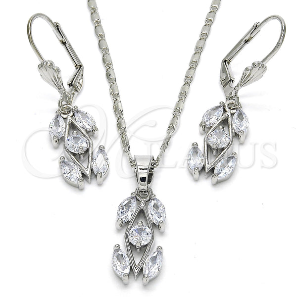 White Gold Filled Ring — Earring and Pendant Adult Set with White Cubic — main product view — SKU 122651 | Oro Laminado Blanco anillo — Earring and Pendant Adult Set with blanco Cubic — SKU 122651