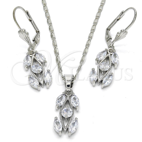 Rhodium Gold Filled Earring and Pendant Adult Set, with White Cubic Zirconia, Polished, Rhodium Finish, 10.210.0067.5