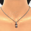 Rhodium Gold Filled Earring and Pendant Adult Set, with Garnet and White Cubic Zirconia, Polished, Rhodium Finish, 10.210.0067.6