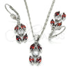 Rhodium Gold Filled Earring and Pendant Adult Set, with Garnet and White Cubic Zirconia, Polished, Rhodium Finish, 10.210.0067.6