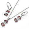 Rhodium Gold Filled Earring and Pendant Adult Set, with Garnet and White Cubic Zirconia, Polished, Rhodium Finish, 10.210.0067.6
