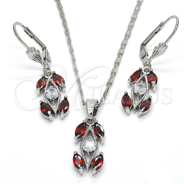 White Gold Filled Ring — Earring and Pendant Adult Set with Garnet and — main product view — SKU 122652 | Oro Laminado Blanco anillo — Earring and Pendant Adult Set with Garnet and — SKU 122652