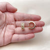 Oro Laminado Huggie Hoop, Gold Filled Style with Garnet Cubic Zirconia and White Micro Pave, Polished, Golden Finish, 02.210.0056.4.15