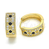 Oro Laminado Huggie Hoop, Gold Filled Style with Black Cubic Zirconia and White Micro Pave, Polished, Golden Finish, 02.210.0056.7.15