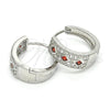 Rhodium Gold Filled Huggie Hoop, with Garnet and White Cubic Zirconia, Polished, Rhodium Finish, 02.210.0056.6.15