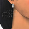 Rhodium Gold Filled Huggie Hoop, with Black and White Cubic Zirconia, Polished, Rhodium Finish, 02.210.0056.9.15