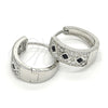 Rhodium Gold Filled Huggie Hoop, with Black and White Cubic Zirconia, Polished, Rhodium Finish, 02.210.0056.9.15