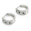 Rhodium Gold Filled Huggie Hoop, with Black and White Cubic Zirconia, Polished, Rhodium Finish, 02.210.0056.9.15