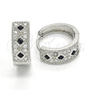 Rhodium Gold Filled Huggie Hoop, with Black and White Cubic Zirconia, Polished, Rhodium Finish, 02.210.0056.9.15