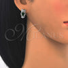 Rhodium Gold Filled Stud Earring, Owl Design, with Green and White Cubic Zirconia, Polished, Rhodium Finish, 02.210.0161.6