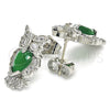 Rhodium Gold Filled Stud Earring, Owl Design, with Green and White Cubic Zirconia, Polished, Rhodium Finish, 02.210.0161.6