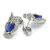 Rhodium Gold Filled Stud Earring, Owl Design, with Sapphire Blue and White Cubic Zirconia, Polished, Rhodium for wholesale, additional product view 5