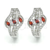 Rhodium Gold Filled Huggie Hoop, with Garnet and White Cubic Zirconia, Polished, Rhodium Finish, 02.217.0092.5.15