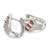 Rhodium Gold Filled Huggie Hoop, with Garnet and White Cubic Zirconia, Polished, Rhodium Finish, 02.217.0092.5.15
