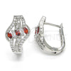 Rhodium Gold Filled Huggie Hoop, with Garnet and White Cubic Zirconia, Polished, Rhodium Finish, 02.217.0092.5.15