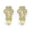 Oro Laminado Huggie Hoop, Gold Filled Style with White Cubic Zirconia, Polished, Golden Finish, 02.217.0096.15