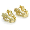 Oro Laminado Huggie Hoop, Gold Filled Style with White Cubic Zirconia, Polished, Golden Finish, 02.217.0096.15