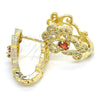 Oro Laminado Huggie Hoop, Gold Filled Style with Garnet and White Cubic Zirconia, Polished, Golden Finish, 02.217.0096.1.15