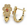 Oro Laminado Huggie Hoop, Gold Filled Style with Garnet and White Cubic Zirconia, Polished, Golden Finish, 02.217.0096.1.15
