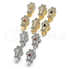 Oro Laminado Huggie Hoop, Gold Filled Style with Garnet and White Cubic Zirconia, Polished, Golden Finish, 02.217.0096.1.15