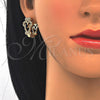 Oro Laminado Huggie Hoop, Gold Filled Style with Black and White Cubic Zirconia, Polished, Golden Finish, 02.217.0096.2.15