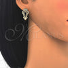 Oro Laminado Huggie Hoop, Gold Filled Style with Black and White Cubic Zirconia, Polished, Golden Finish, 02.217.0096.2.15