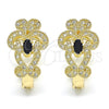 Oro Laminado Huggie Hoop, Gold Filled Style with Black and White Cubic Zirconia, Polished, Golden Finish, 02.217.0096.2.15