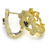 Oro Laminado Huggie Hoop, Gold Filled Style with Black and White Cubic Zirconia, Polished, Golden Finish, 02.217.0096.2.15