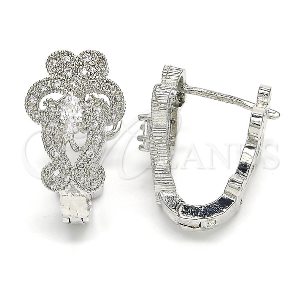White Gold Filled Hoop Earrings — Huggie Hoop with White Cubic Zirconia Polished 02. — main product view — SKU 122694 | Oro Laminado Blanco aretes de aro — Huggie Hoop with blanco Cubic Zirconia pulido 02. — SKU 122694