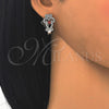 Rhodium Gold Filled Huggie Hoop, with Garnet and White Cubic Zirconia, Polished, Rhodium Finish, 02.217.0096.4.15