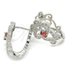 Rhodium Gold Filled Huggie Hoop, with Garnet and White Cubic Zirconia, Polished, Rhodium Finish, 02.217.0096.4.15