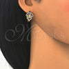 Oro Laminado Huggie Hoop, Gold Filled Style Heart Design, with White Cubic Zirconia, Polished, Golden Finish, 02.217.0095.15