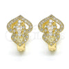 Oro Laminado Huggie Hoop, Gold Filled Style Heart Design, with White Cubic Zirconia, Polished, Golden Finish, 02.217.0095.15