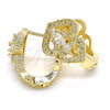 Oro Laminado Huggie Hoop, Gold Filled Style Heart Design, with White Cubic Zirconia, Polished, Golden Finish, 02.217.0095.15