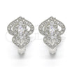 Rhodium Gold Filled Huggie Hoop, Heart Design, with White Cubic Zirconia, Polished, Rhodium Finish, 02.217.0095.4.15